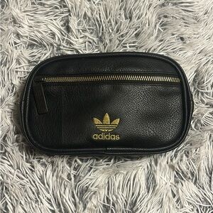 Adidas Black Leather Pouch with Gold Accents